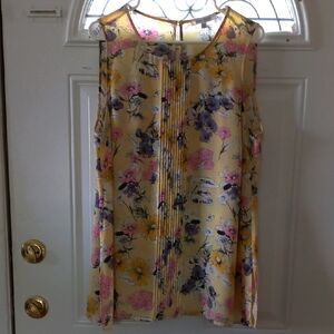 Floral Sleeveless Top - Yellow, Pink, Purple